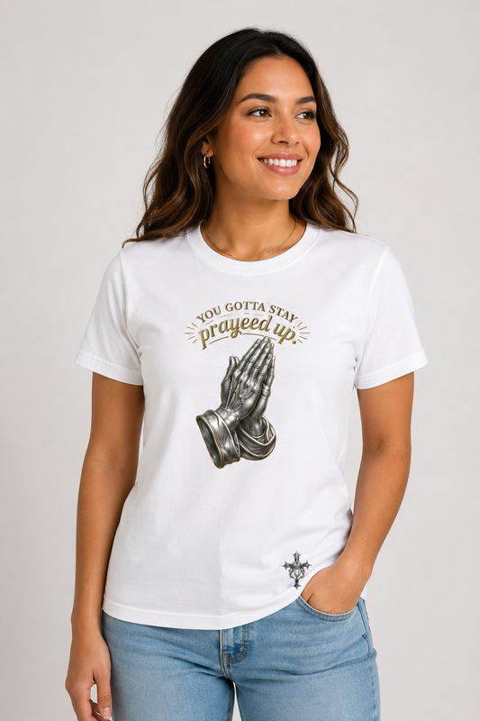 Praying Hands Tee Shirt | Faith Wear | | Christian Clothing | Stay Prayed Up