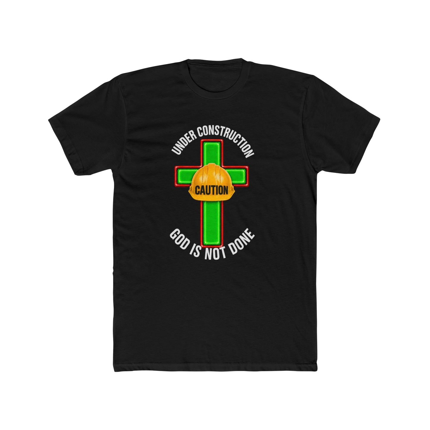 Under Construction Caution Cross T-Shirt | God Is Not Done Christian Tee