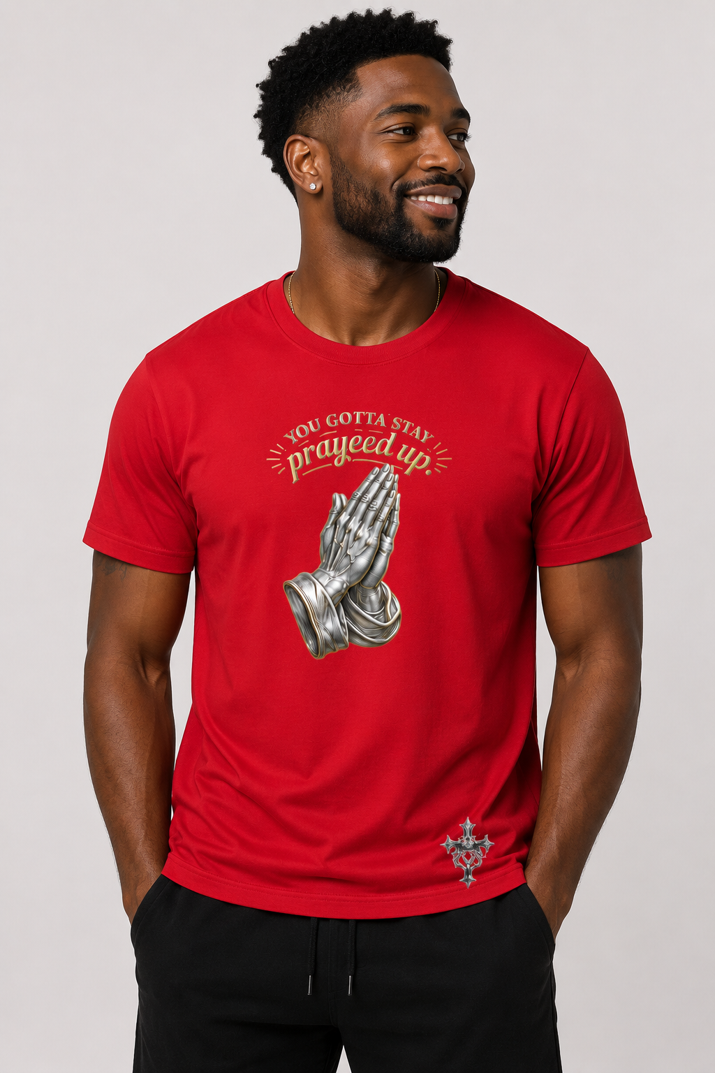 Praying Hands Tee Shirt | Faith Wear | | Christian Clothing | Stay Prayed Up